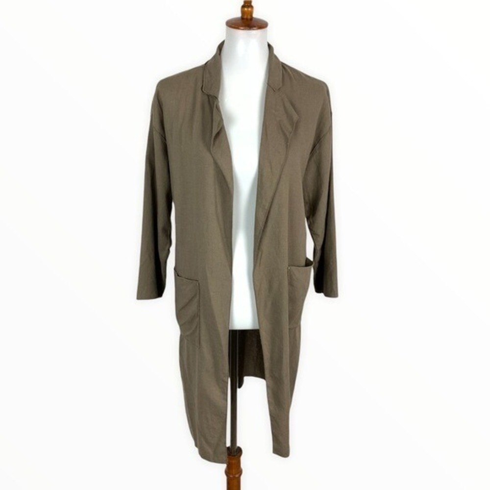 Mod Ref Womens Small Brown Longline Cardigan Duster Open‎ Front Cozy